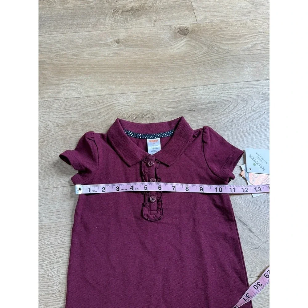NWT Girls Kid Gymboree playproof uniforms nanotex short sleeve polo maroon sz 2T